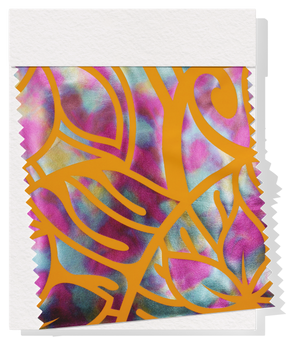 Stretch Polyester Pacific Print $12.00p/m Design #7 - Orange Rainbow