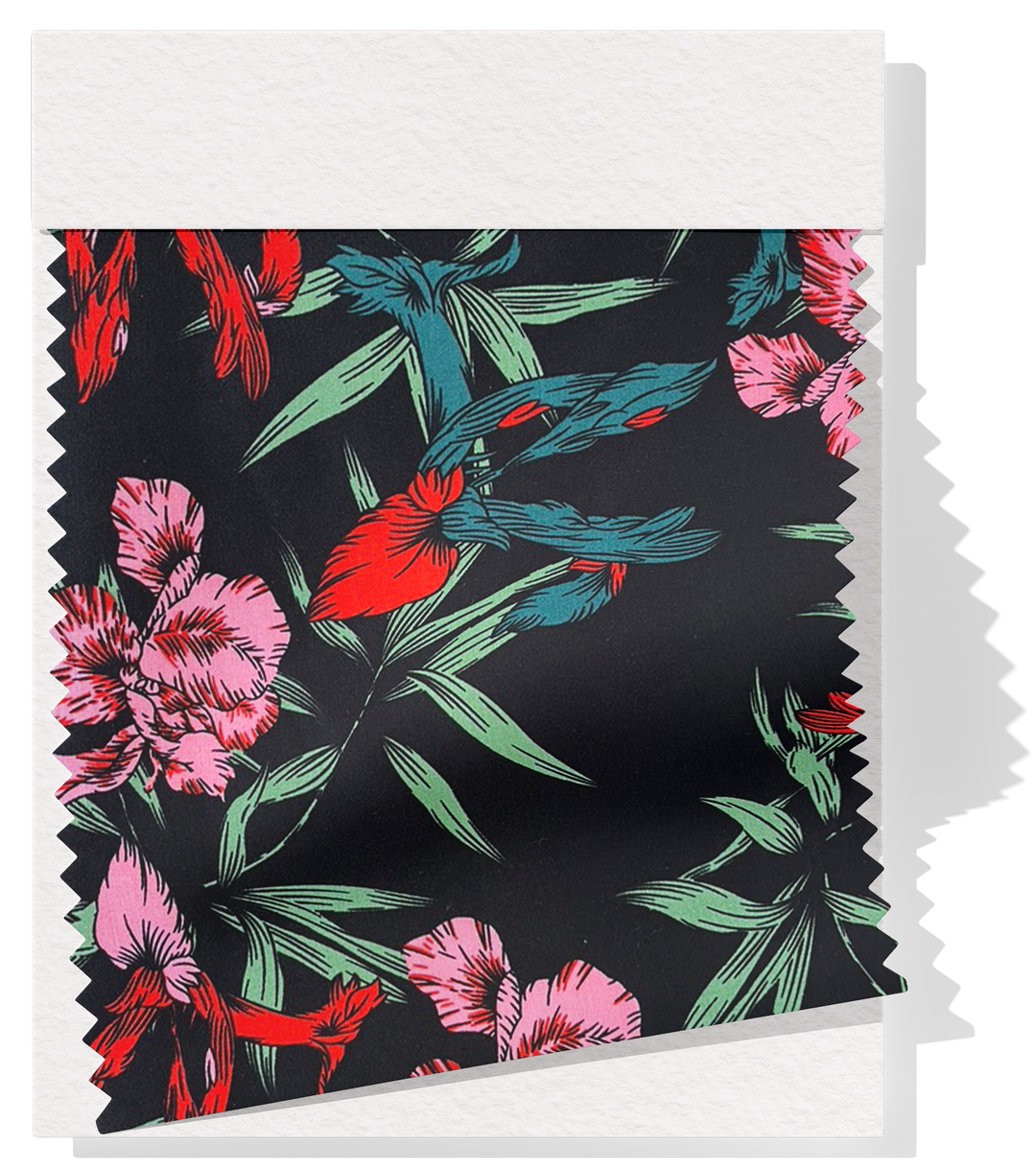 Printed Cotton Sateen $12.00p/m - Mimona Black  Design #12