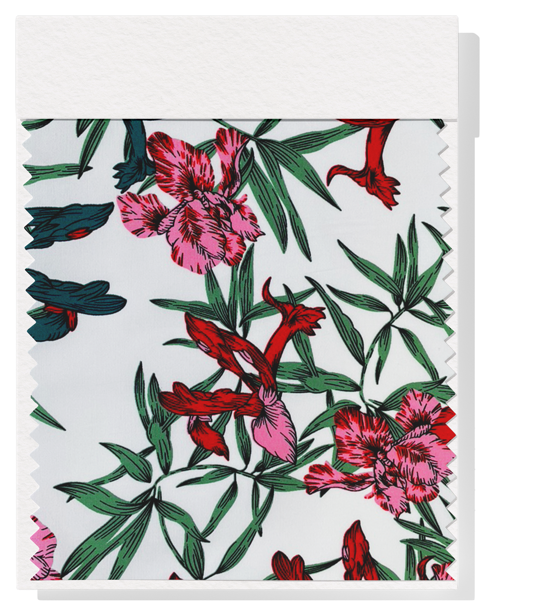 Printed Cotton Sateen $12.00p/m - Mimona White  Design #16