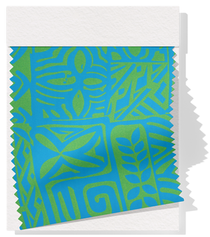 Stretch Polyester Pacific Print $12.00p/m Design #12 - Blue & Green
