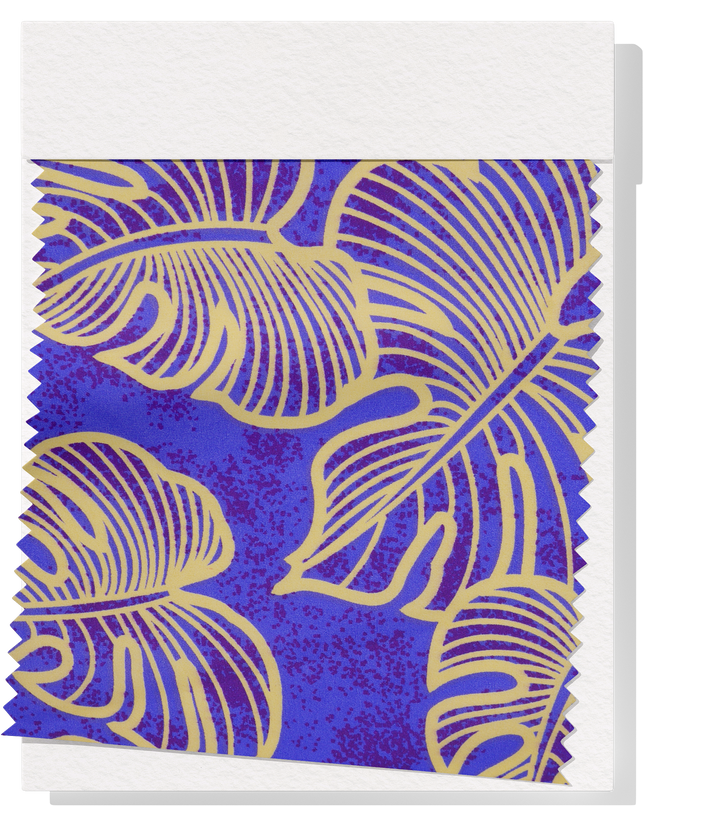 POLYESTER / COTTON PACIFIC PRINT $3.00P/M- purple & gold