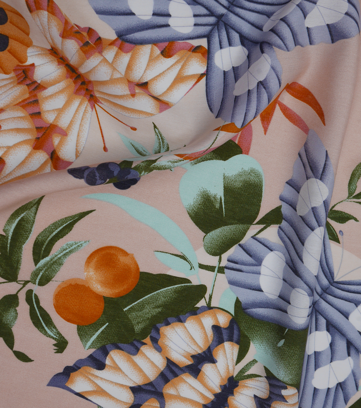 Printed Nylon/Rayon $5.00p/m - Pearl Pink