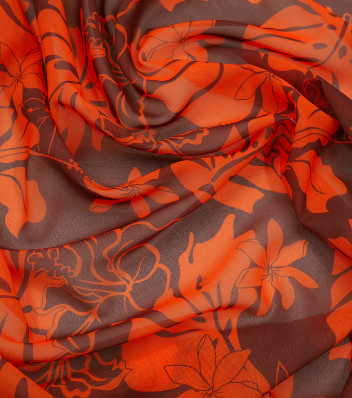 CHIFFON PACIFIC PRINT $9.00P/M - Maroon &amp; Orange
