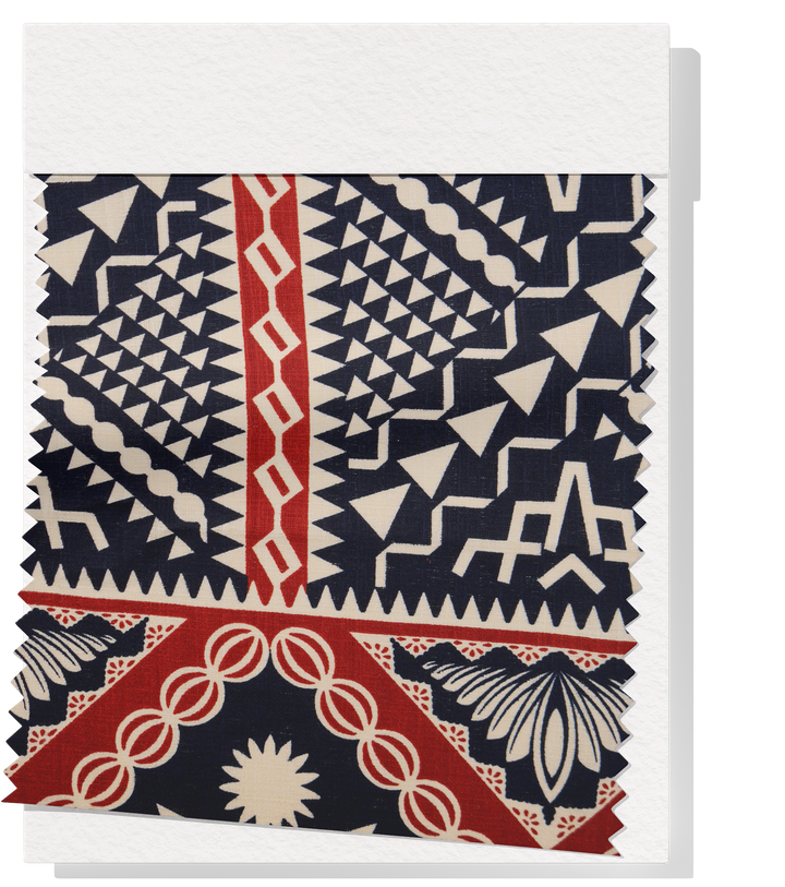 COTTON DOBBY PACIFIC FIJIAN PRINT $10.00P/M - Cream & Rust (Design A)