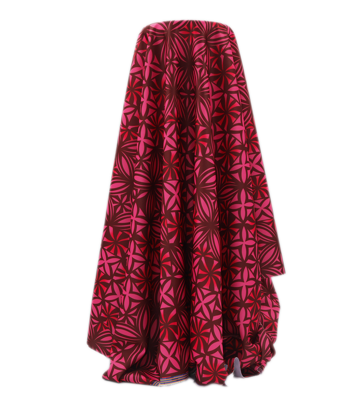 Stretch Polyester Pacific Print $12.00p/m Design #24 - Pink & Maroon