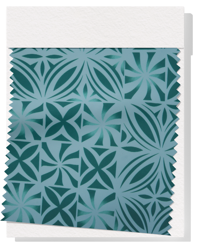 Stretch Polyester Pacific Print $12.00p/m Design #27 - Teal & Green