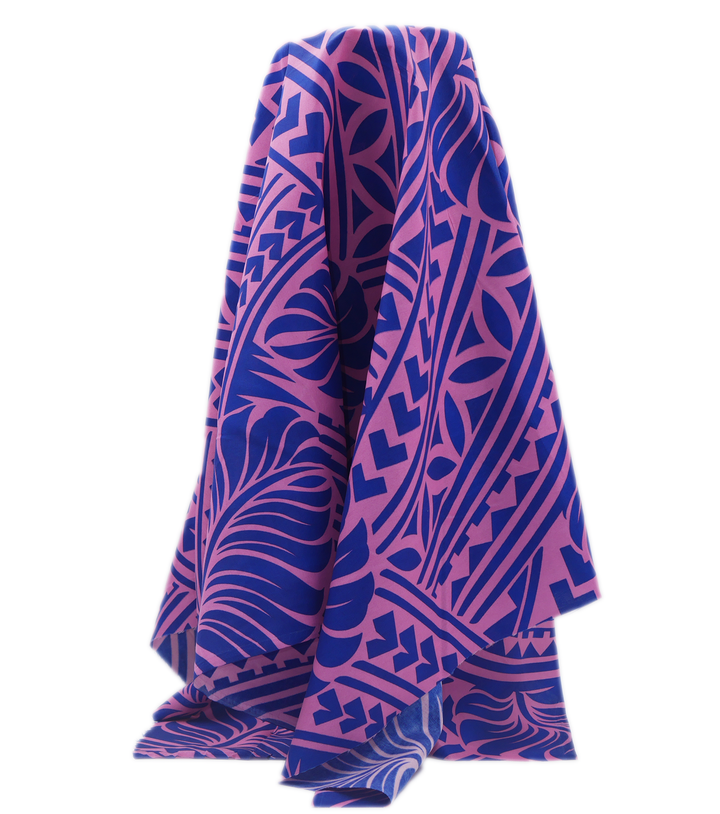 Polyester / Cotton Pacific Print $3.00p/m- Blue & Pink  (A)