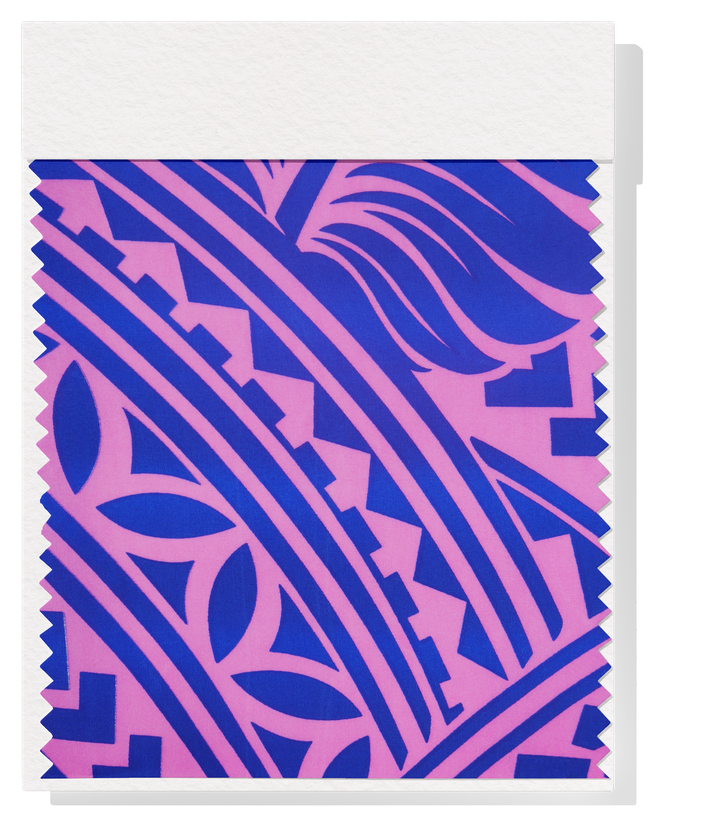 Polyester / Cotton Pacific Print $3.00p/m- Blue & Pink  (A)