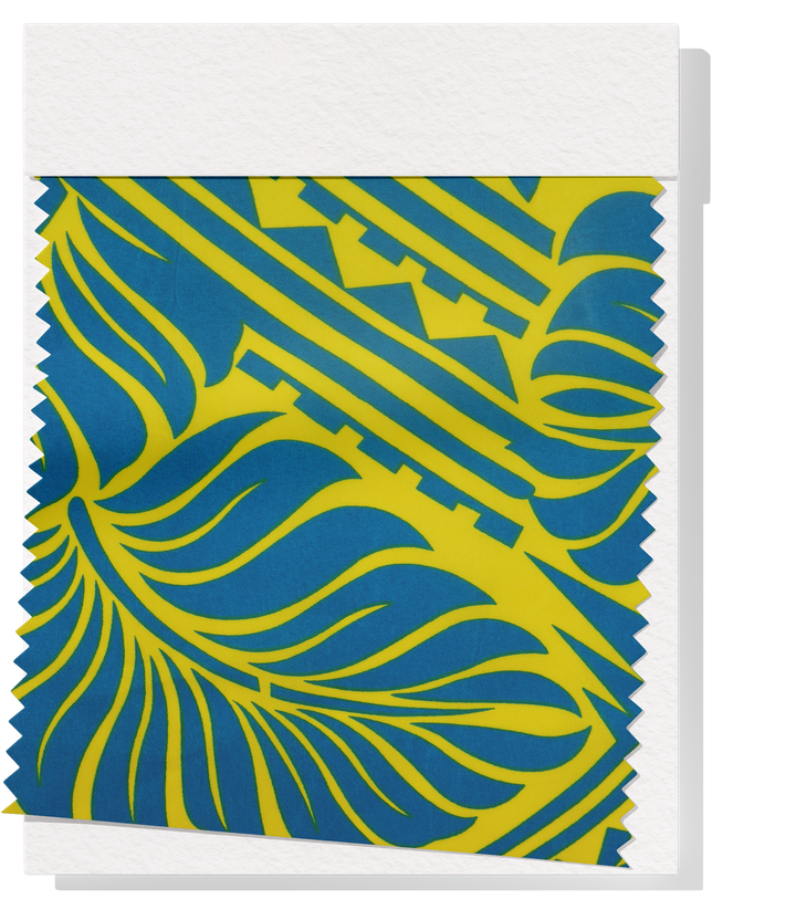 Polyester / Cotton Pacific Print $3.00p/m- Teal & Yellow (A)