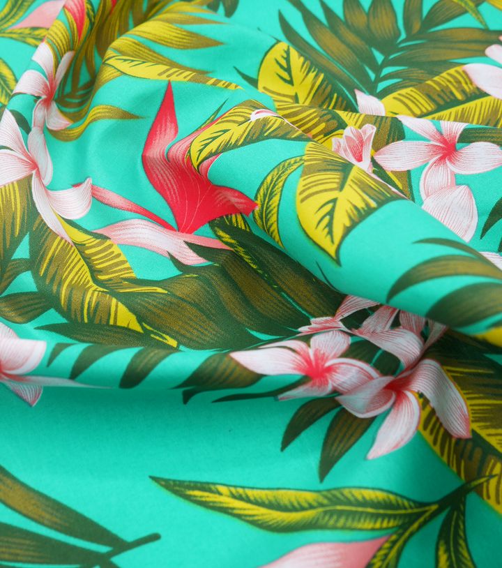 Polyester / Cotton Pacific Print $3.00p/m- Teal & Red (C)