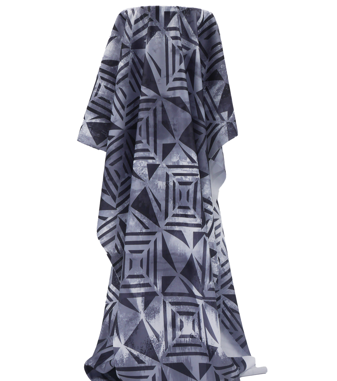 Stretch Polyester Pacific Print $12.00p/m Design C  Grey & Black