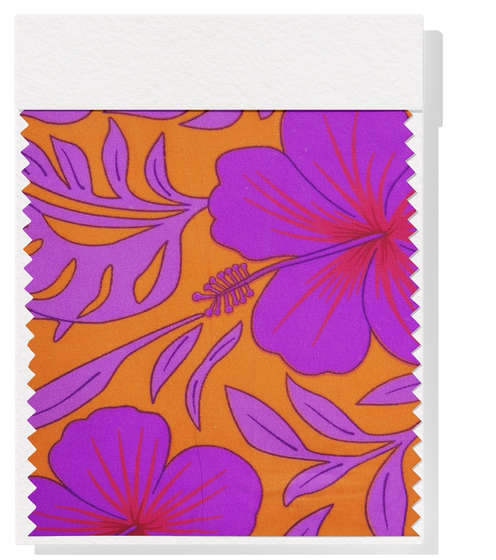 POLYESTER / COTTON PACIFIC PRINT $3.00P/M- ORANGE & PURPLE