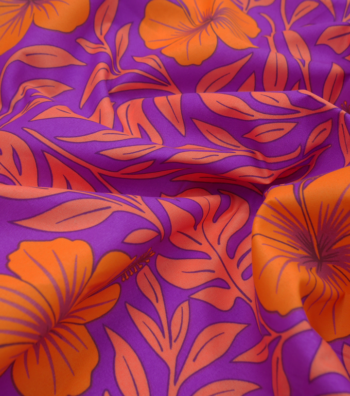 POLYESTER / COTTON PACIFIC PRINT $3.00P/M- Purple & Orange