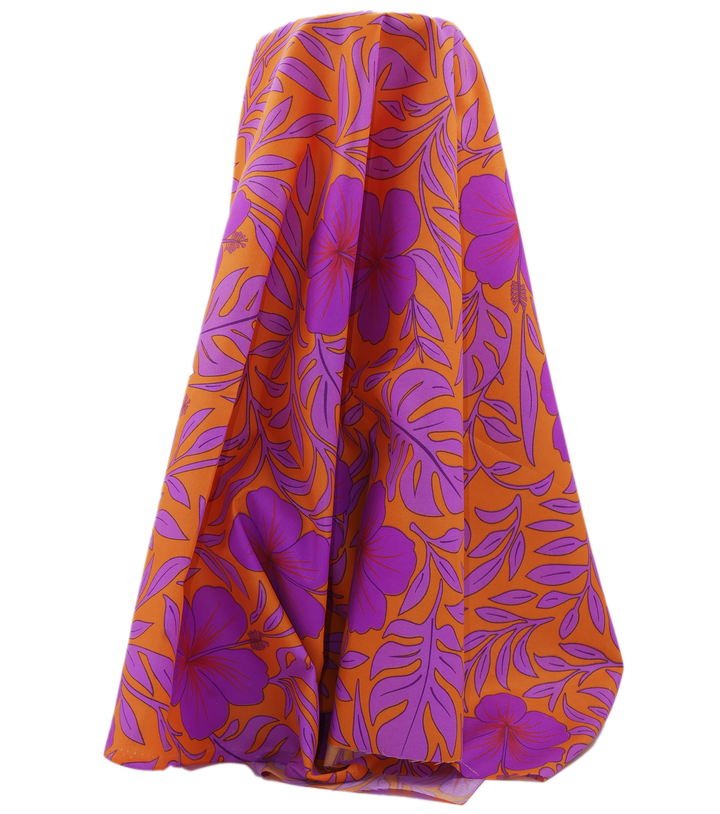 POLYESTER / COTTON PACIFIC PRINT $3.00P/M- ORANGE & PURPLE