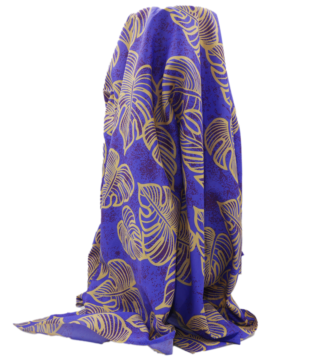 POLYESTER / COTTON PACIFIC PRINT $3.00P/M- purple & gold