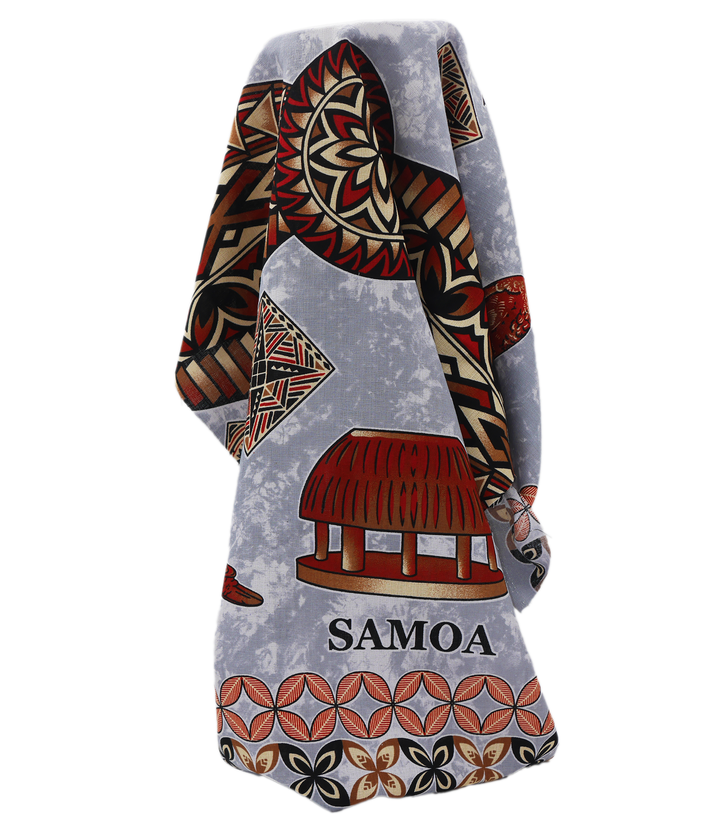 Cotton Dobby Pacific Samoan Print $10.00p/m - Grey