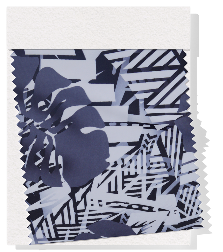 Stretch Polyester Pacific Print $12.00p/m Design A   White, Grey & Black