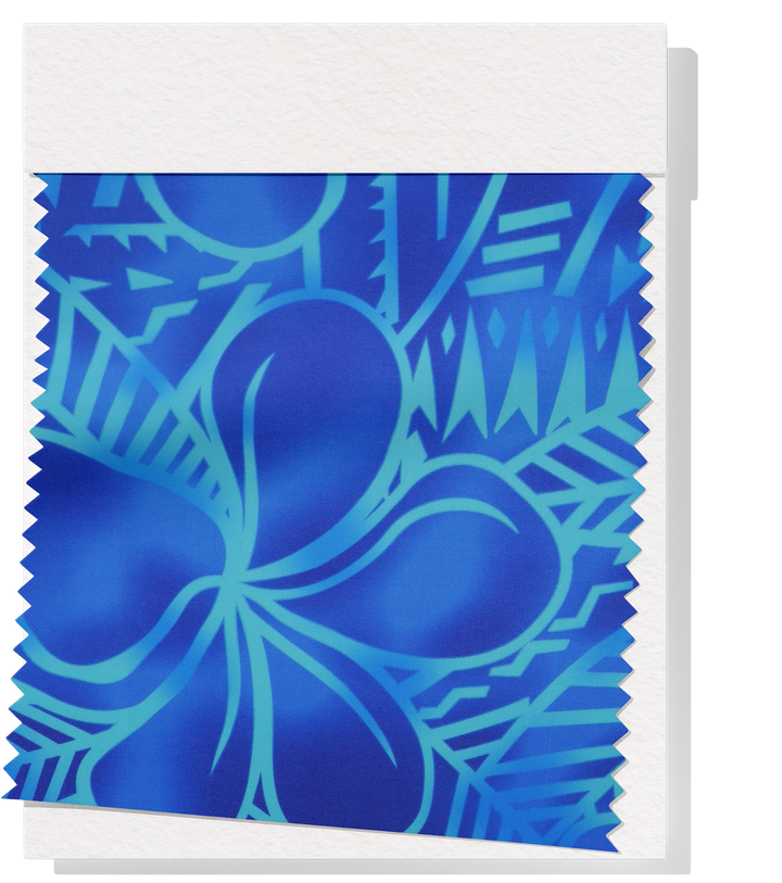 Stretch Polyester Pacific Print $12.00p/m Design B   Blue & Teal