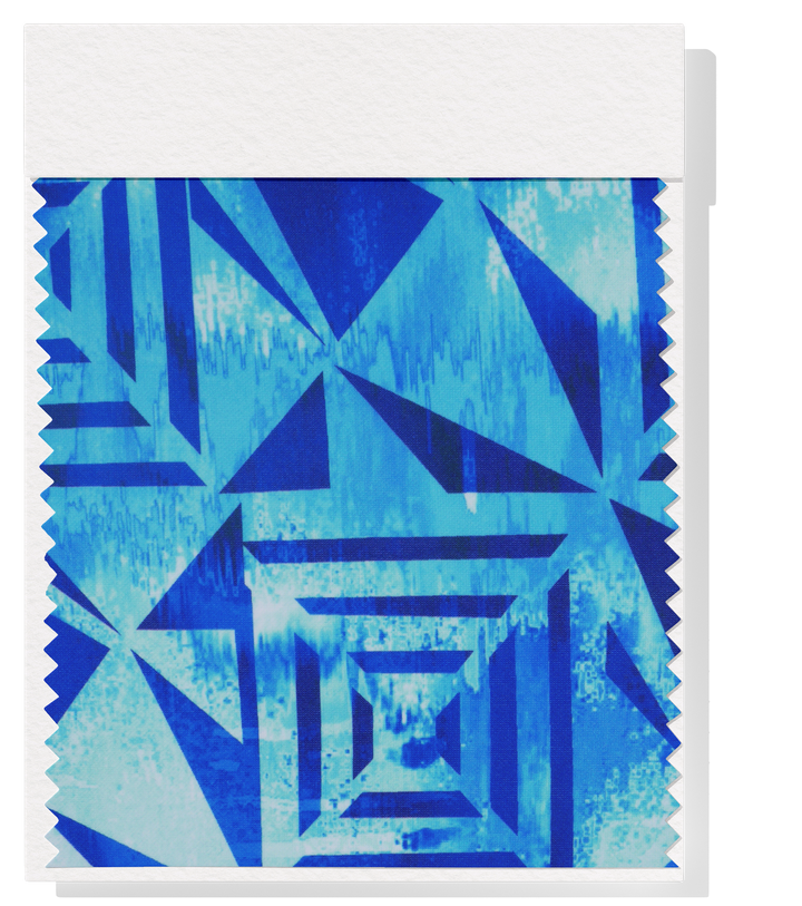Stretch Polyester Pacific Print $12.00p/m Design C   Blue