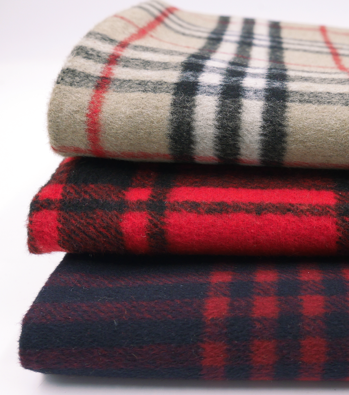Checked Wool $18.00p/m - Tan, Black, White & Red (WC19)