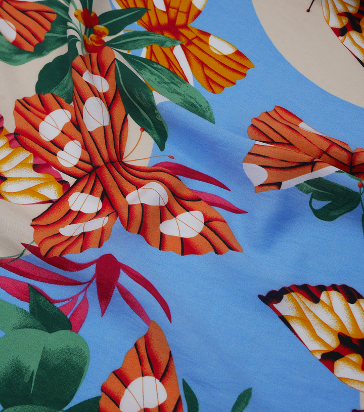 Printed Nylon/Rayon $5.00p/m - Pearl Blue