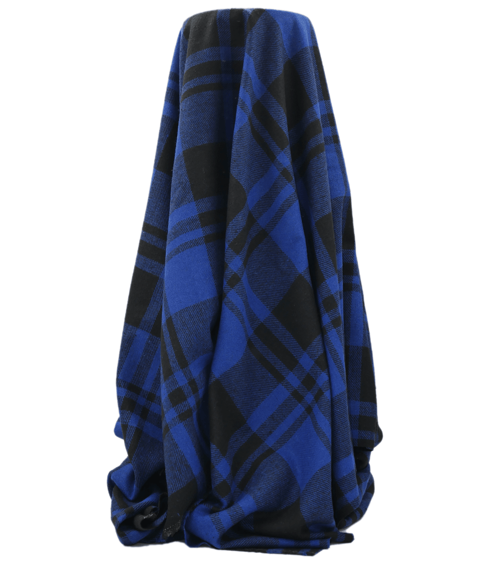 CHECKED WOOL $12.00P/M - Bold Highland Blue - The Fabric Shop
