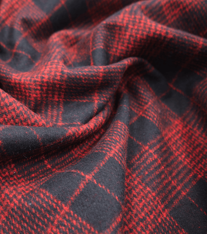CHECKED WOOL $18.00P/M - Black and Red - The Fabric Shop