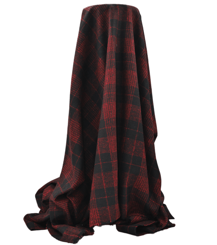 CHECKED WOOL $18.00P/M - Black and Red - The Fabric Shop