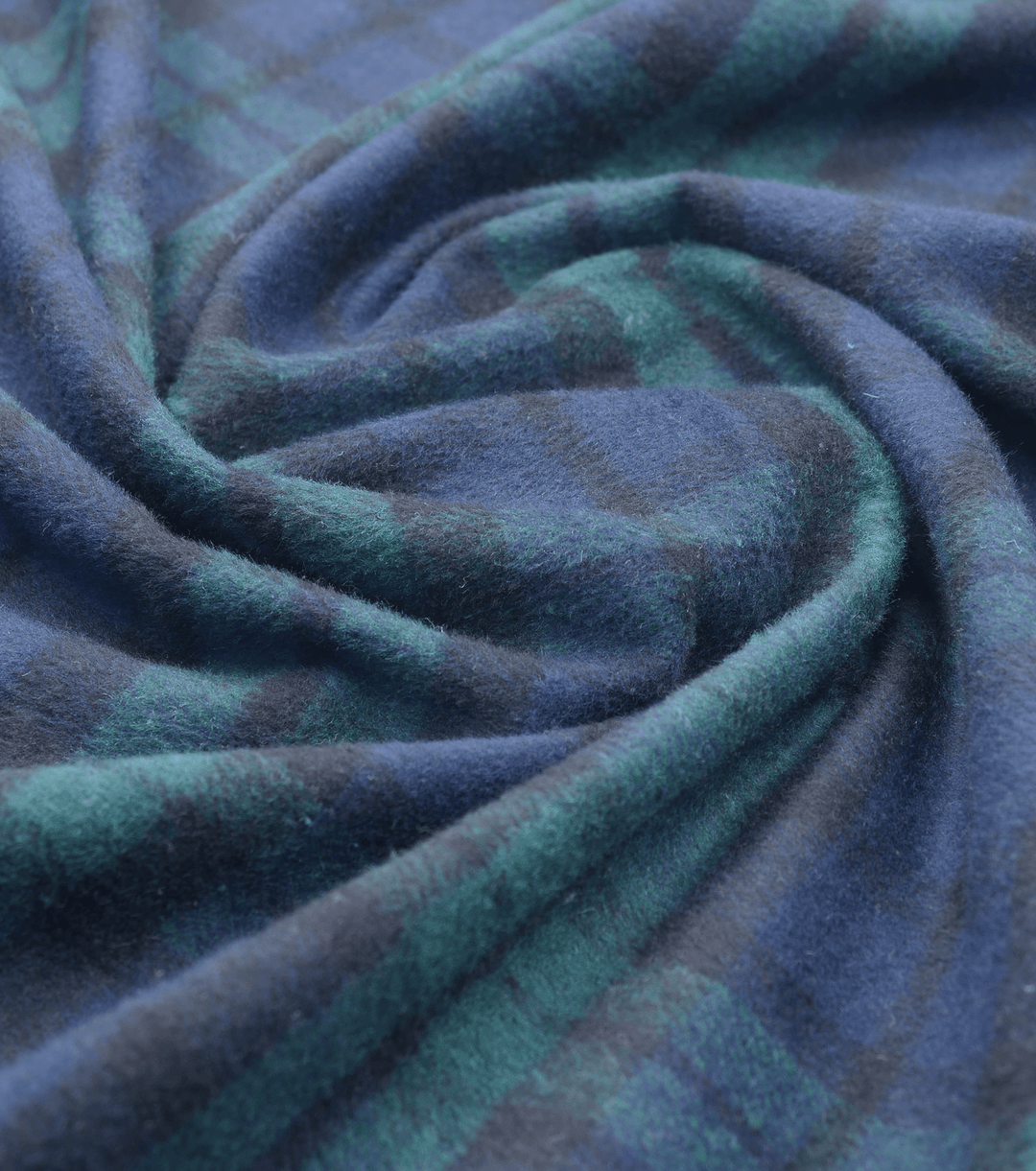 CHECKED WOOL $18.00P/M - Forest Green &amp; Navy Check - The Fabric Shop