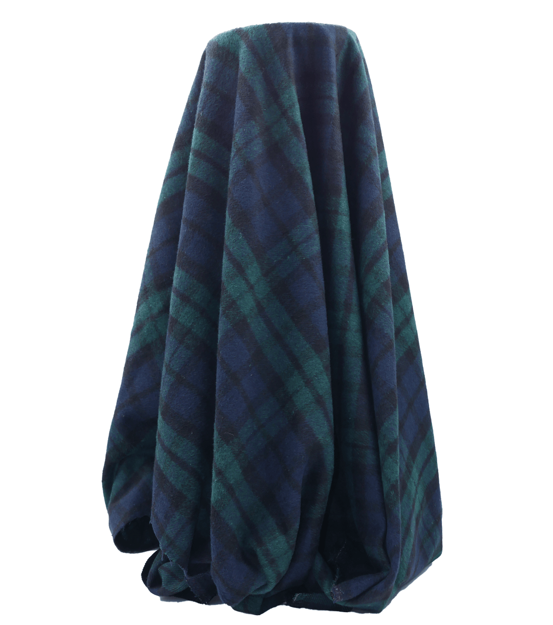 CHECKED WOOL $18.00P/M - Forest Green &amp; Navy Check - The Fabric Shop
