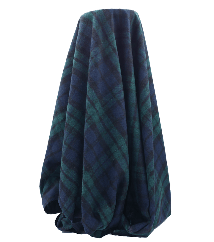 CHECKED WOOL $18.00P/M - Forest Green &amp; Navy Check - The Fabric Shop