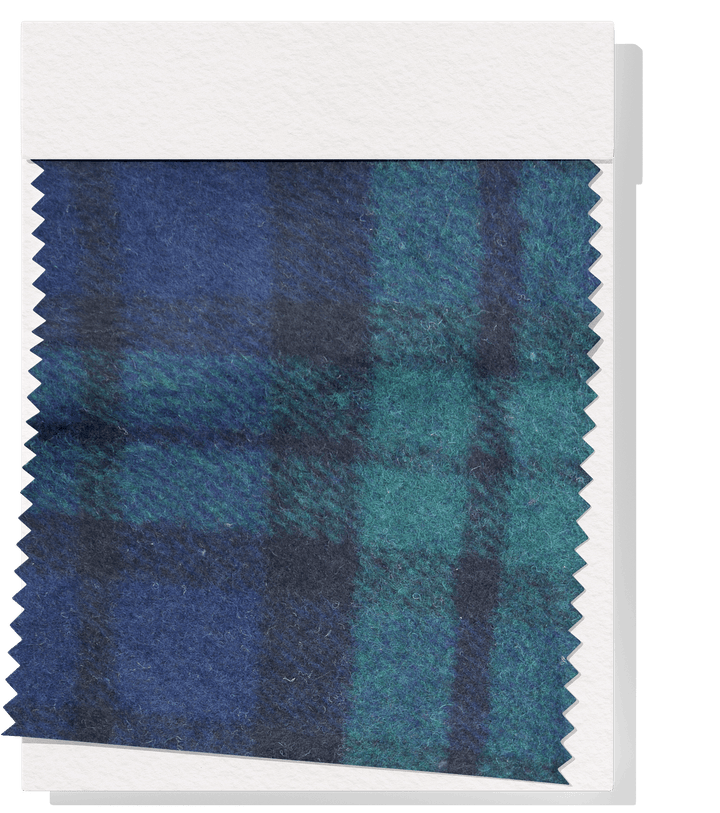 CHECKED WOOL $18.00P/M - Forest Green &amp; Navy Check - The Fabric Shop