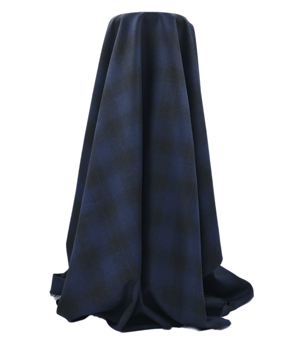 CHECKED WOOL $18.00P/M - Midnight Fade Check - The Fabric Shop