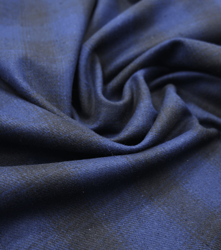CHECKED WOOL $18.00P/M - Midnight Fade Check - The Fabric Shop