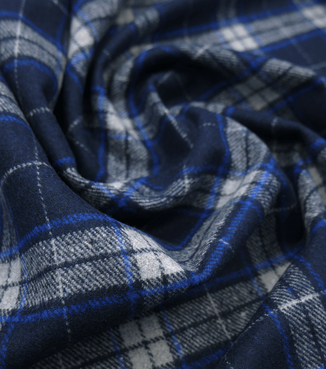 CHECKED WOOL $18.00P/M - Navy Heritage Check - The Fabric Shop