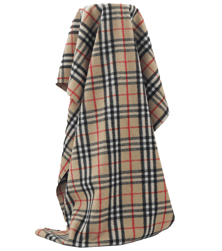 Checked Wool $18.00p/m - Tan, Black, White &amp; Red (WC19) - The Fabric Shop