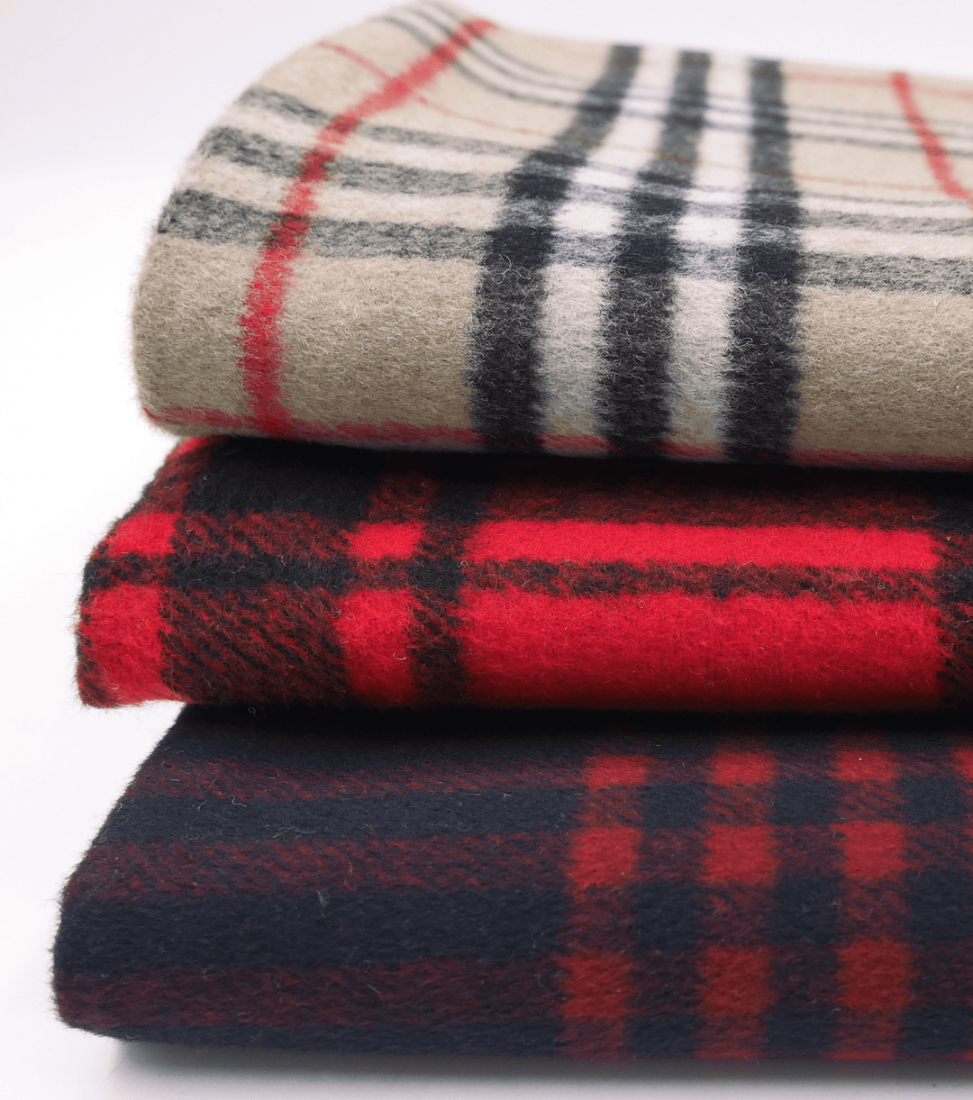 Checked Wool $18.00p/m - Tan, Black, White &amp; Red (WC19) - The Fabric Shop