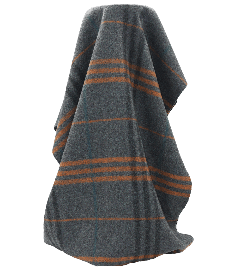 Checked Wool $25.00p/m - Grey, Orange & Teal (WC24) - The Fabric Shop