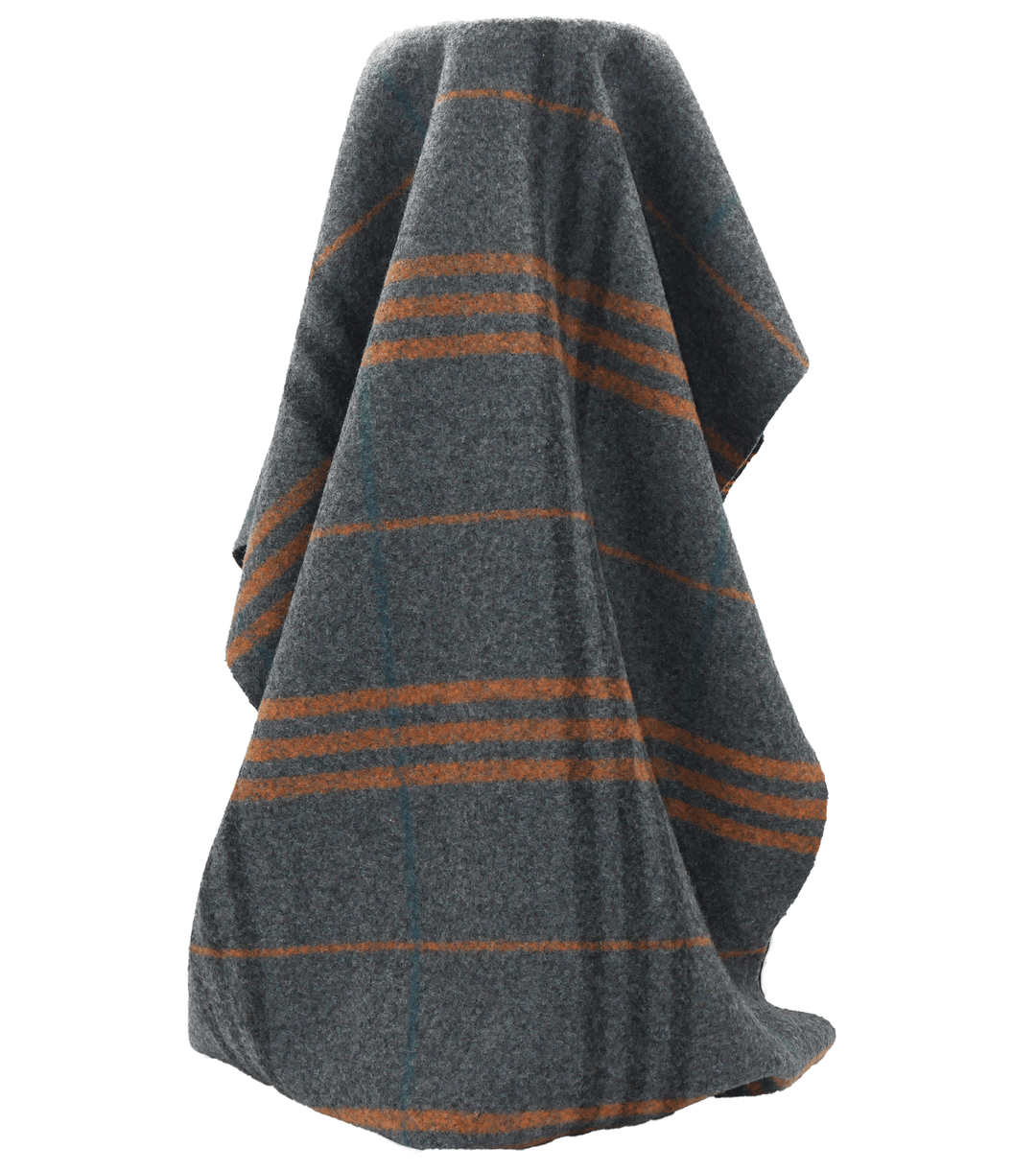 Checked Wool $25.00p/m - Grey, Orange &amp; Teal (WC24) - The Fabric Shop