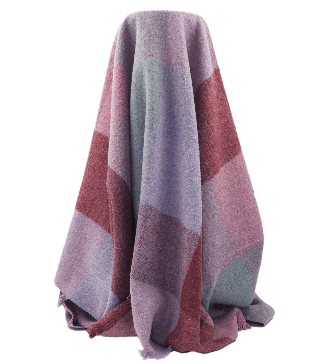 CHECKED WOOL $28.00P/M - Blush &amp; Lilac Block Check - The Fabric Shop