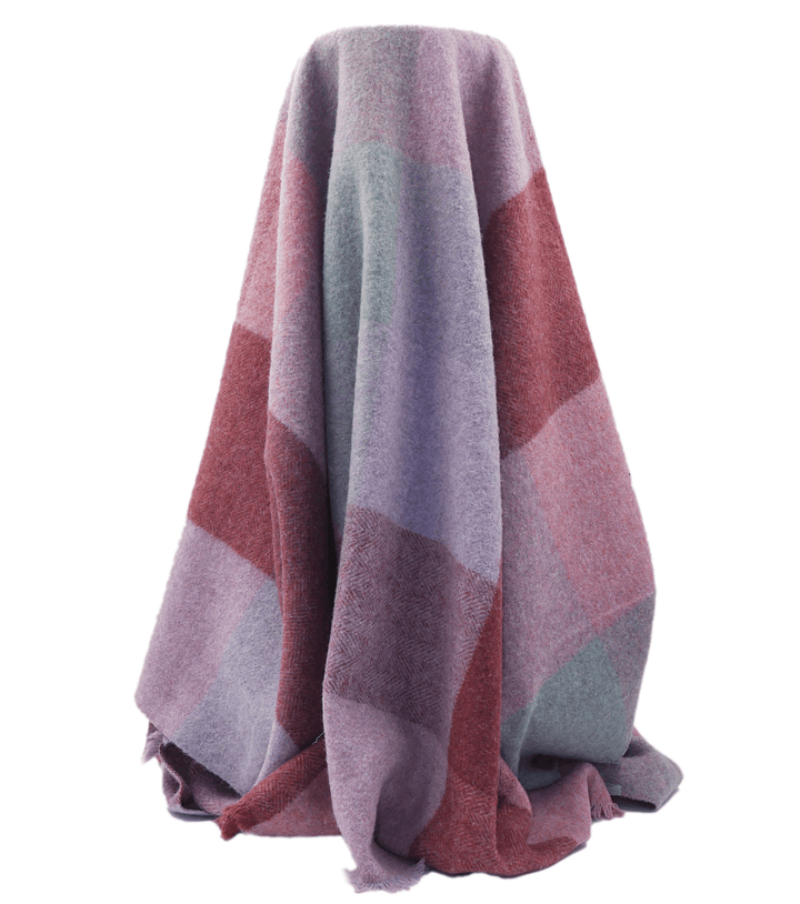 CHECKED WOOL $28.00P/M - Blush &amp; Lilac Block Check - The Fabric Shop