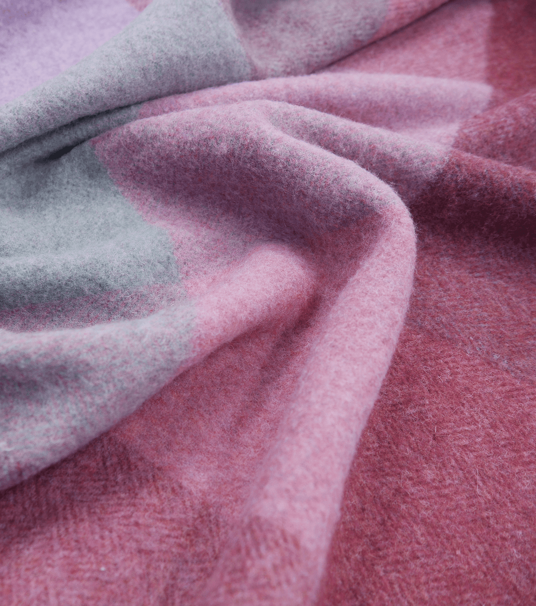 CHECKED WOOL $28.00P/M - Blush &amp; Lilac Block Check - The Fabric Shop