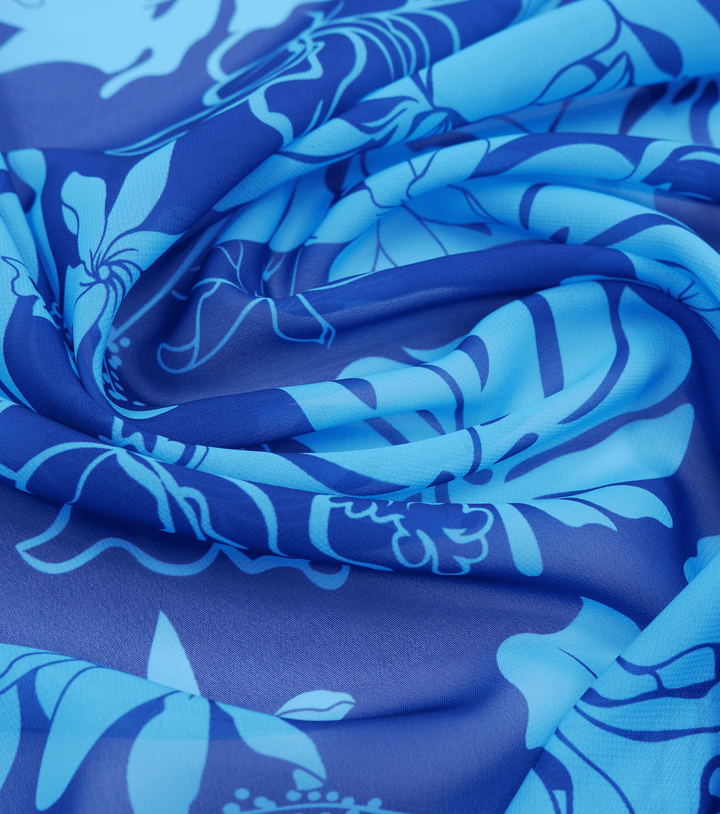 CHIFFON PACIFIC PRINT $9.00P/M - Blue - The Fabric Shop
