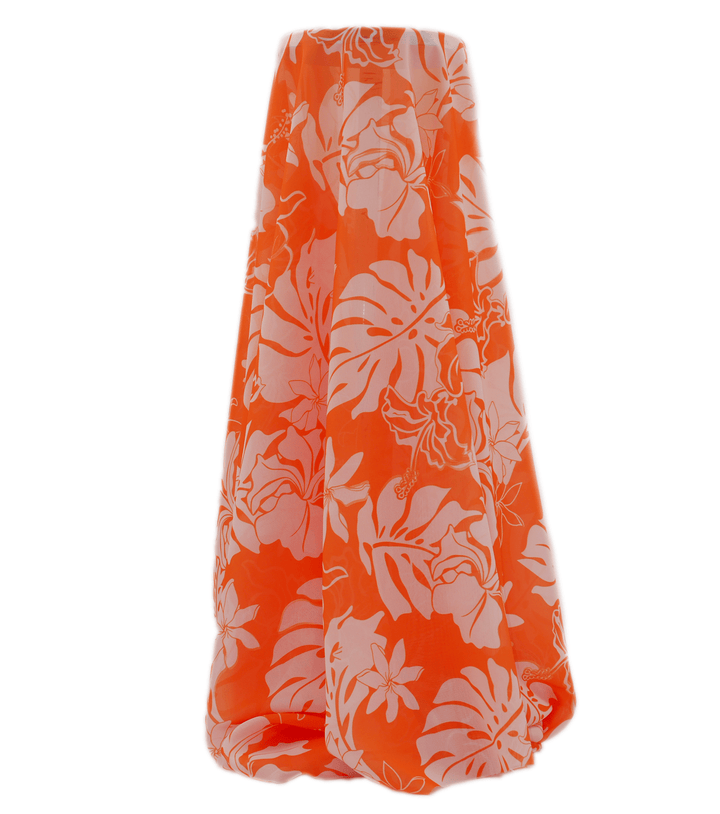 CHIFFON PACIFIC PRINT $9.00P/M - ORANGE - The Fabric Shop