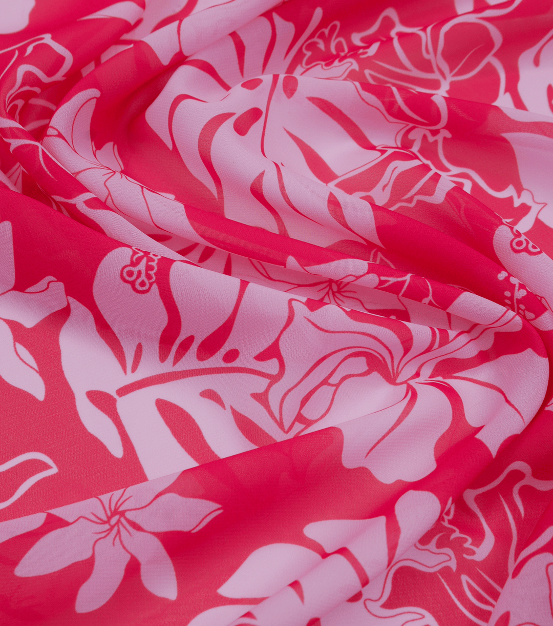 CHIFFON PACIFIC PRINT $9.00P/M - Pink - The Fabric Shop