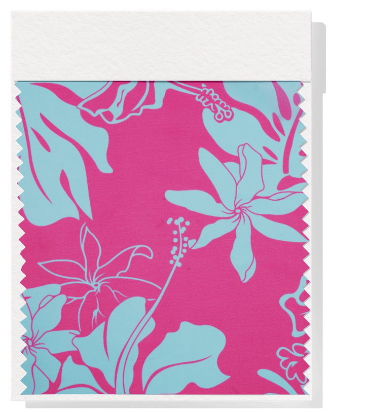 CHIFFON PACIFIC PRINT $9.00P/M - PINK &amp; Blue - The Fabric Shop
