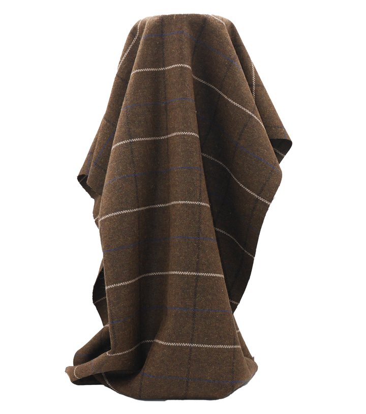 Checked Wool $18.00p/m - Brown, Cream & Cobalt (WC21)