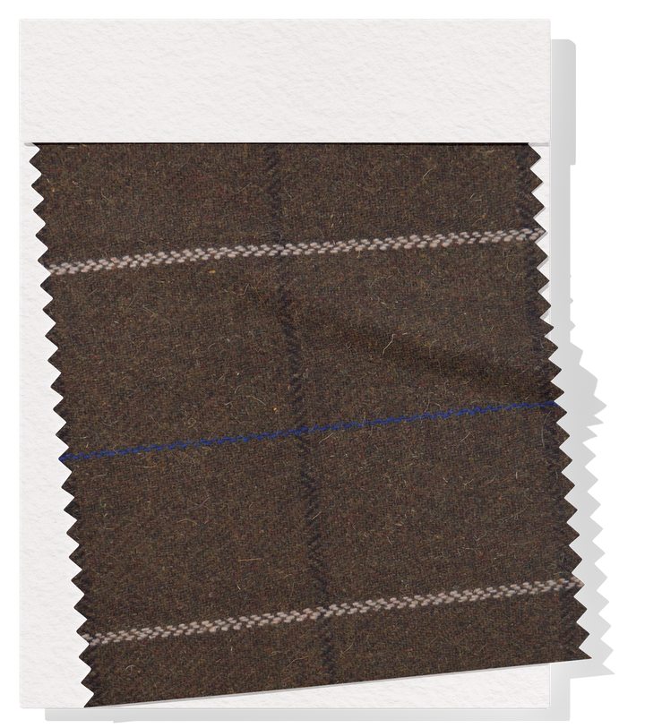 Checked Wool $18.00p/m - Brown, Cream & Cobalt (WC21)