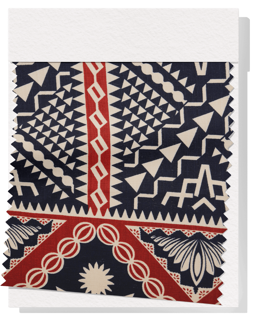 COTTON DOBBY PACIFIC FIJIAN PRINT $10.00P/M - Cream & Rust (Design A) - The Fabric Shop