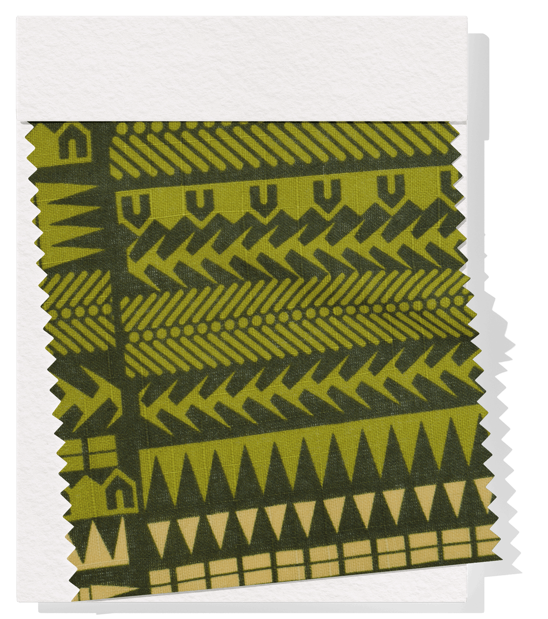 Cotton Dobby Pacific Print $10.00p/m - Design  8 Green & Yellow - The Fabric Shop
